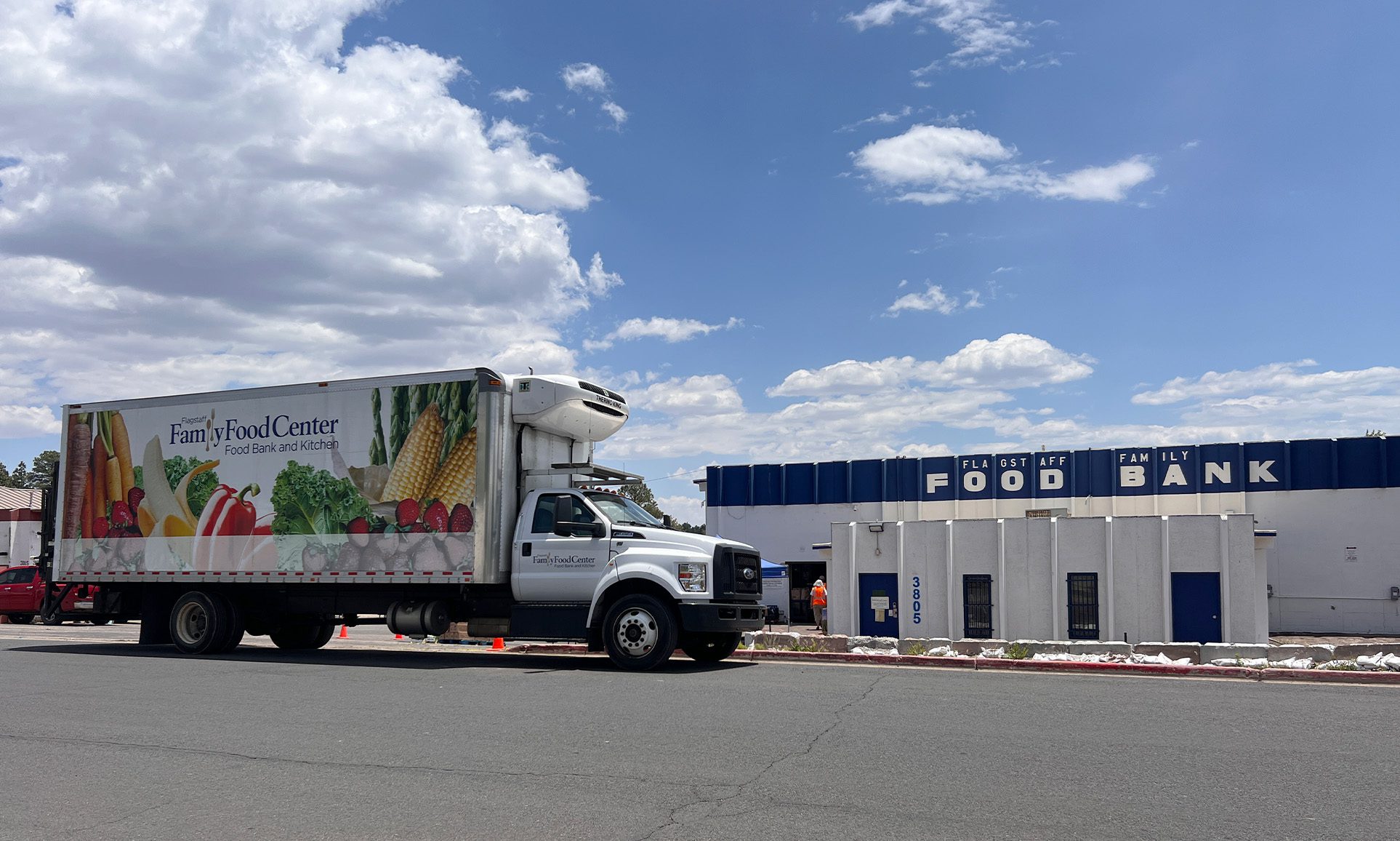 FFFC box truck aside the FFFC Food Bank building