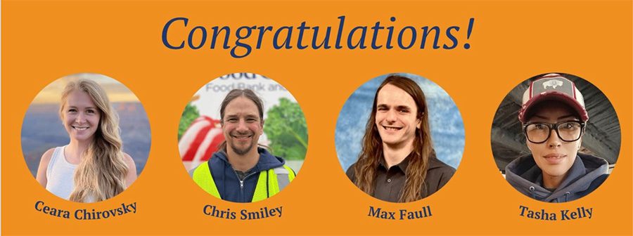 Headshots of four FFFC employees with the caption Congratulations!