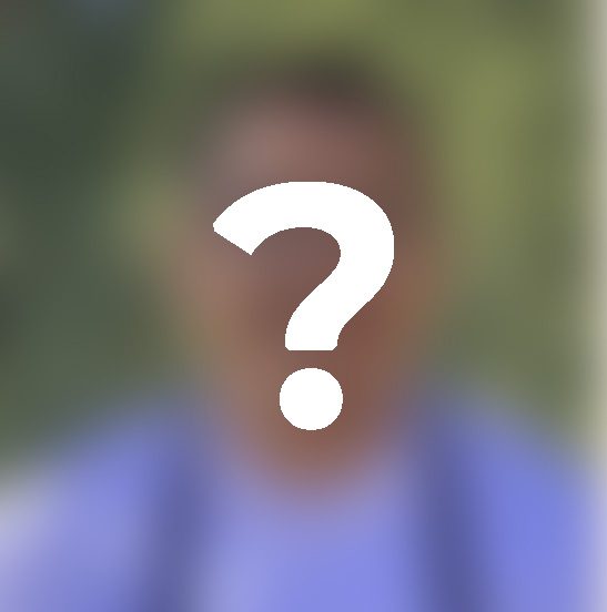 headshot with question mark overlay